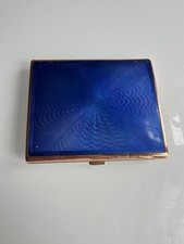 Vintage Art Deco-style cigarette case  blue guilloché enamel