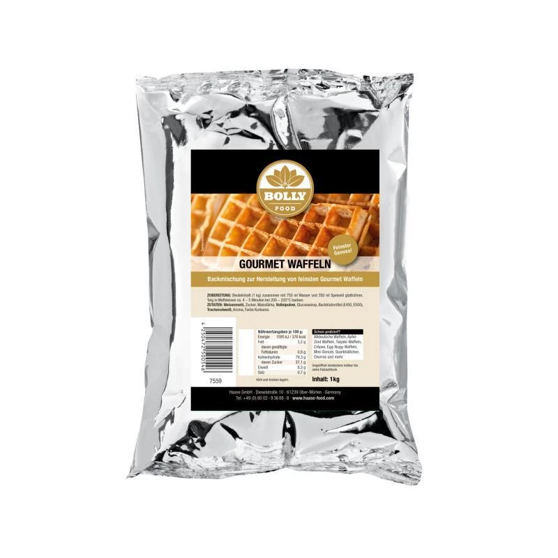 (9,95 EUR/kg) Backmischung Gourmet Waffeln 1 kg Beutel Vanille Fertig Mix