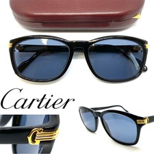 CARTIER 80s Vintage Eyeglasses / Sunglasses with Case, New Blue Lens  21117