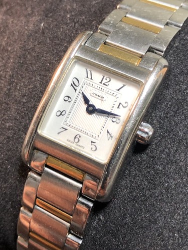 COACH Women’s Rectangle Watch All Stainless Tank Silver Tone Ladies Wristwatch - Picture 17 of 23