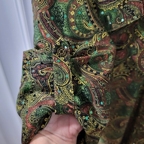 NUEVO SIN ETIQUETAS Cathy Daniels Top Blusa Camisa Mujer Talla L Multicolor Botón Cuello Lentejuelas - Imagen 9 de 9