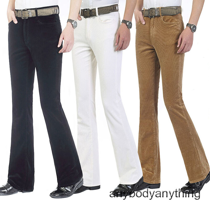Mens Bell Bottoms Corduroy Flared Pants 60s 70s Retro