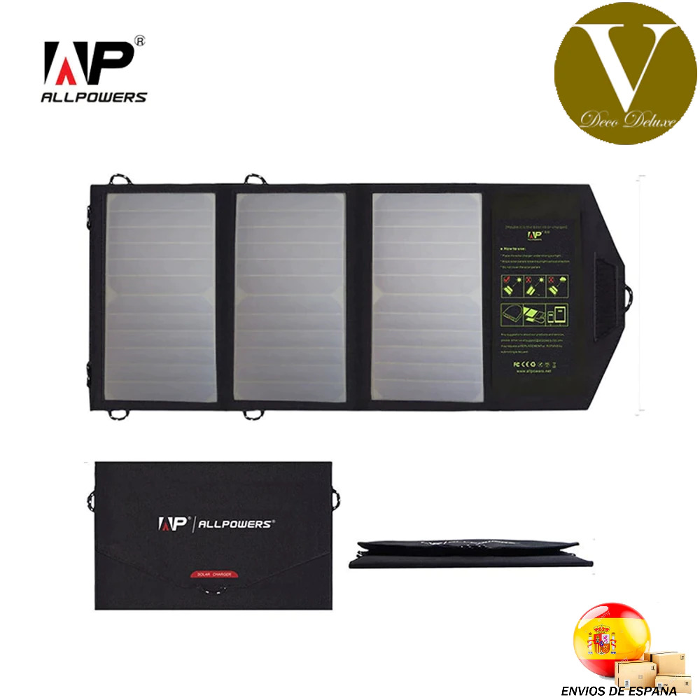 PANEL SOLAR plegable de 21W 5V Cargador Batería Movil CAMPING CAMPER. DE...
