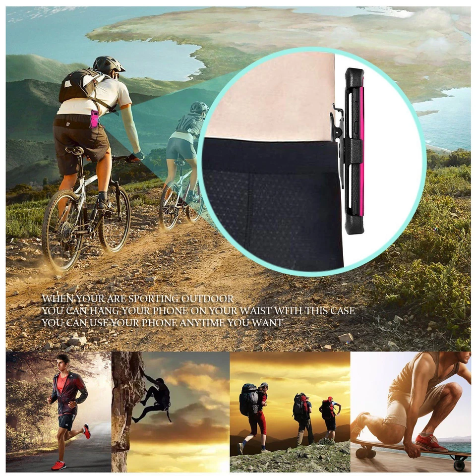 Funda de teléfono con soporte de clip RUGGED a prueba de golpes + PROTECTOR DE PANTALLA INCORPORADO Foto 2 de 4