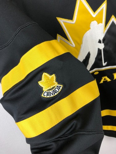 Vintage Nike Canada Ice Hockey Jersey Black Yellow Mens Shirt Rare Trikot Size M - Picture 6 of 16