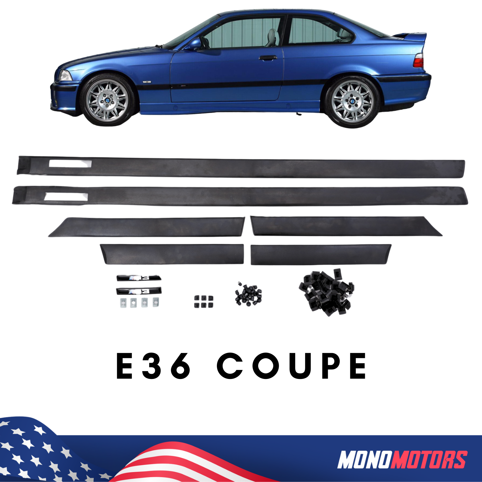 BODY SIDE MOULDING TRIM For BMW E36 91-98 COUPE Convertible 2D  