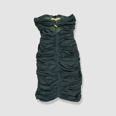 Area Women's Green Ruched Strapless Heart Mini Dress Size L
