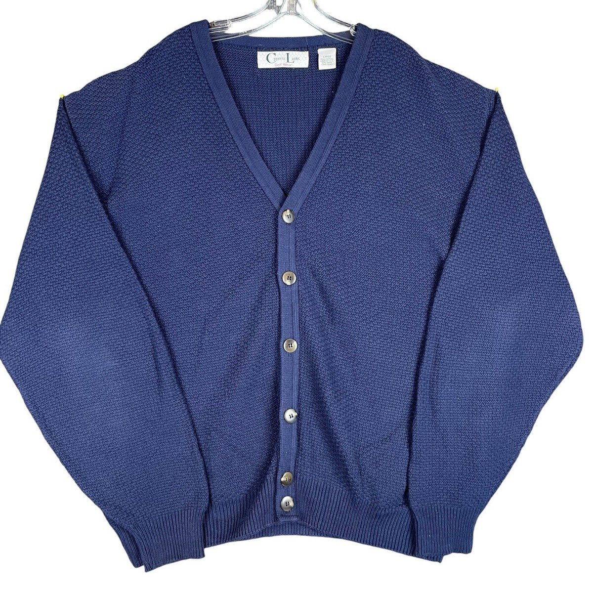 Vintage 90s Cypress Links Cardigan Sweater Men's L Navy Blue