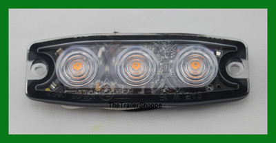 High Power 3 LED 1/4'' Super Thin Amber Clear Lens Strobe Warning Surface Mount 
