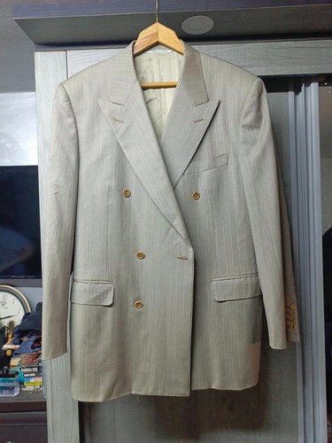 Vintage Canali Classic all worsted Luxury handtailored Bespoke retro db suit 44R - Picture 6 of 16