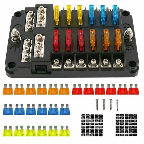 12-Way Blade Fuse Box Block Holder LED Indicator 12V 32V Car Marine Waterproof - Picture 8 of 18
