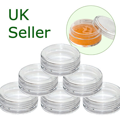 3ml 3g kleine runde Kunststoff Gläser Töpfe Behälter Probe Kosmetik Make-up Kunst JGC