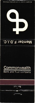 Commonwealth, Bank And Trust Company, Member F.D.IC., Vintage Matchbook Cover