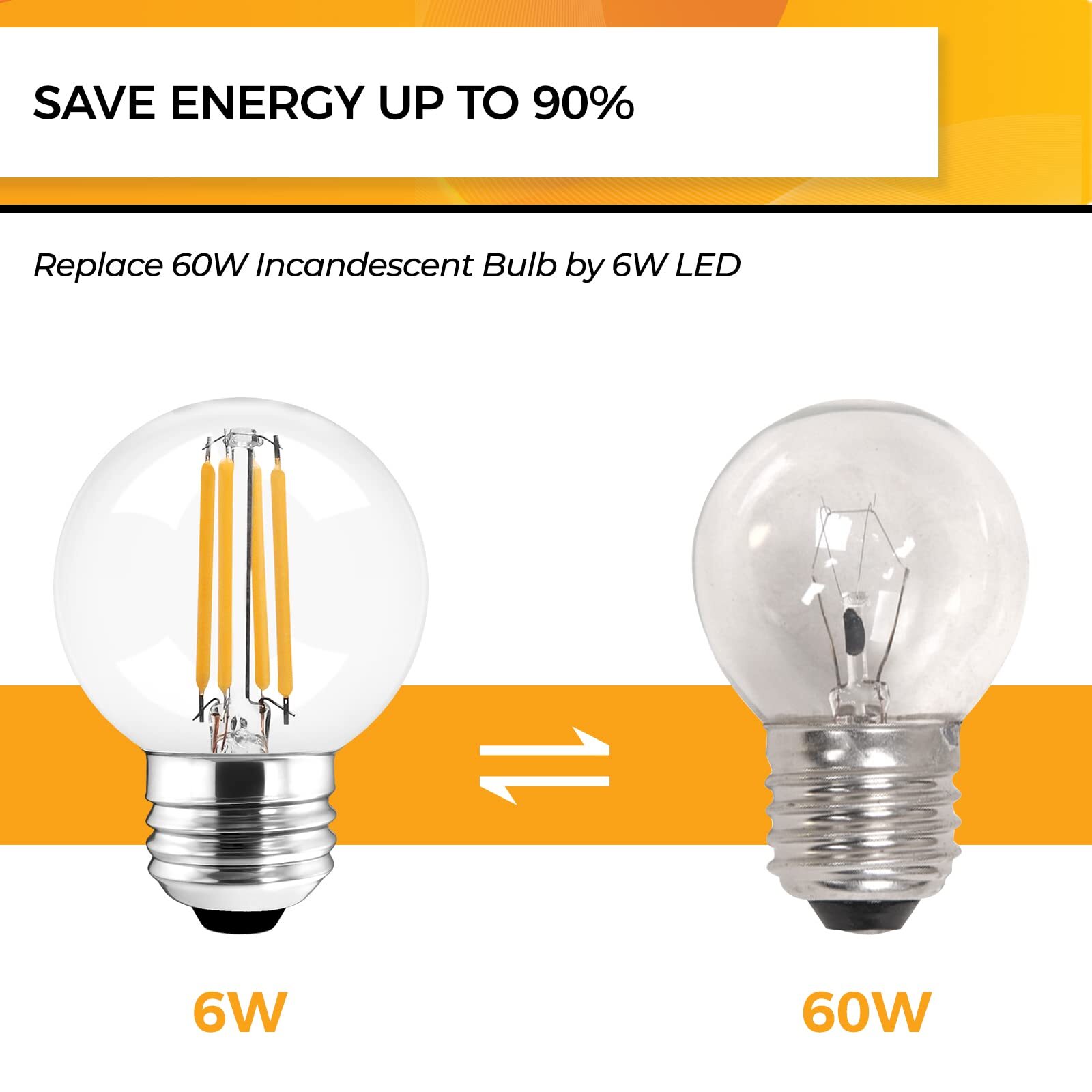 E26 LED Bulb 60W Dimmable Globe Light Bulbs G16.5 LED Edison Bulb G16 1/2 LED...