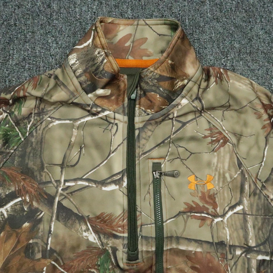 Under Armour Pullover Mens Small Brown Camo Fleece Quarter Zip Scent Control - Image 2 of 4