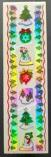 HAMBLY STUDIOS STICKERS FOIL HOLOGRAPHIC BORDER CHRISTMAS TREES SNOWMAN VINTAGE