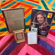 Lot of 4 Vintage Gold Tone Brass Frames 1990s 80s 2 5x7 and 2 Mini 2.5x3.5
