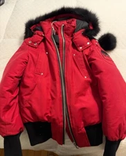 moose knuckles ORIGINAL DEBBIE SHEARLING BOMBER JACKET Size Small Color Red
