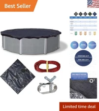 Heavy-Duty Dark Navy 22' Round Pool Cover with 4-Foot Overlap & 8-