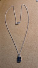 1 Halskette-silberfarben-feine-Gliederkette-Buchst: B-NEU/UNGETRAGEN-Modeschmuck
