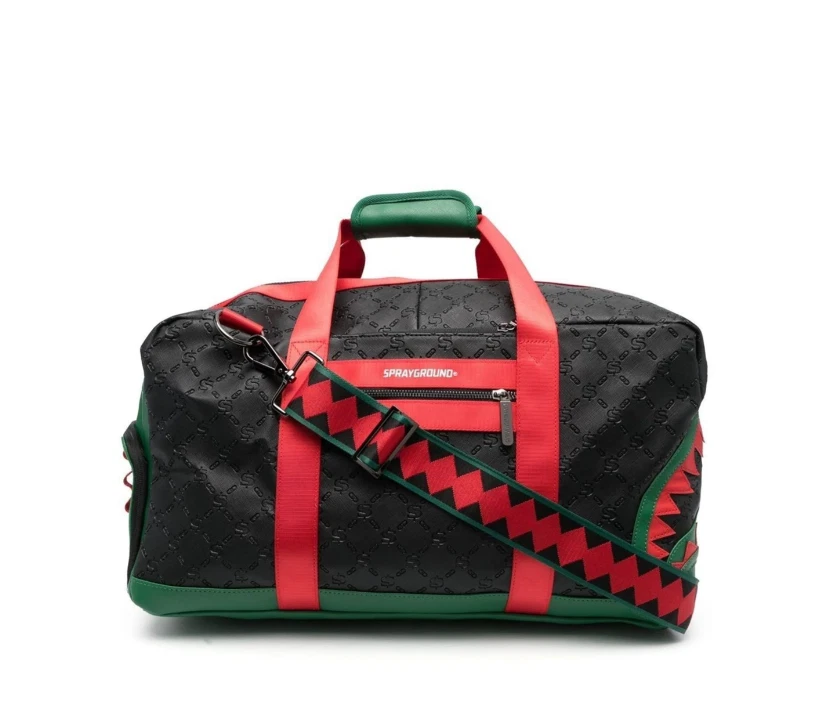 SPRAYGROUND Deniro Duffle Bag Travel Gym Bag Black Red Green Sports