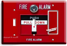 FIRE ALARM PULL DOWN LIGHT SWITCH OUTLET WALL PLATE COVER MAN CAVE ROOM HD DECOR