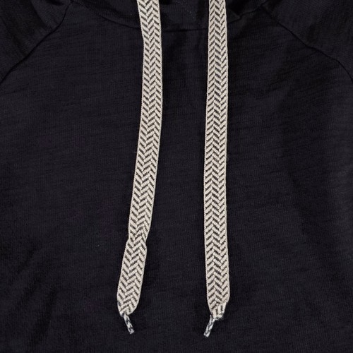 *READ* Monrow Womens Size Medium Pullover Hoody Chevron Drawcord Black Soft - Picture 10 of 12