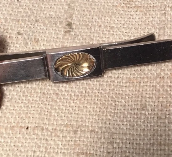 Barra de corbata antigua de plata esterlina y oro amarillo Georg Jensen Dinamarca # 76 A Foto 4 de 4