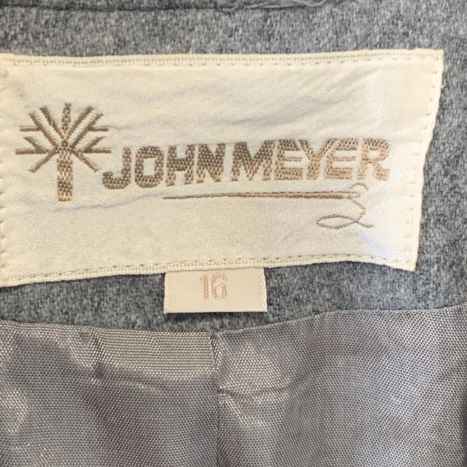 Women’s John Meyer Gray Wool Polyester Blazer Sz 16 One Button Suit Jacket - Image 3 of 4