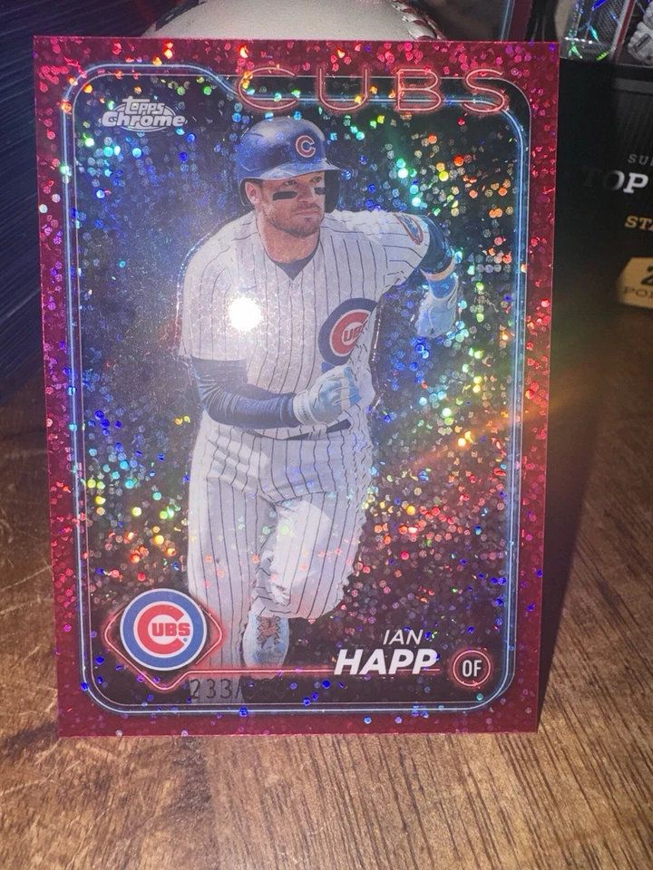 2024 Topps Chrome Baseball Ian Happ Magenta Speckle Refractor 233/350 Cubs - Image 2 of 4