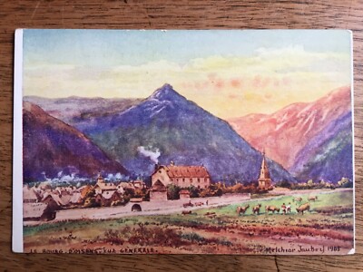 (38) Le Bourg d'Oisans. Watercolor by the Grenoble painter Melchior Jaubert, 1905.
