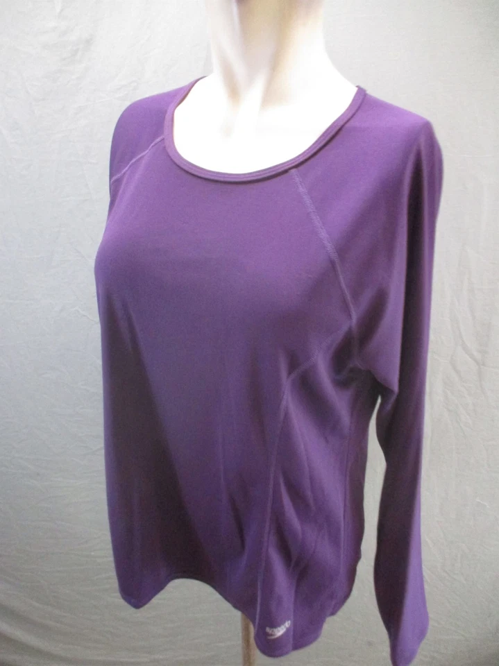 Top deportivo elástico manga larga cuello redondo púrpura talla XL para mujer Speedo 699 Foto 3 de 4