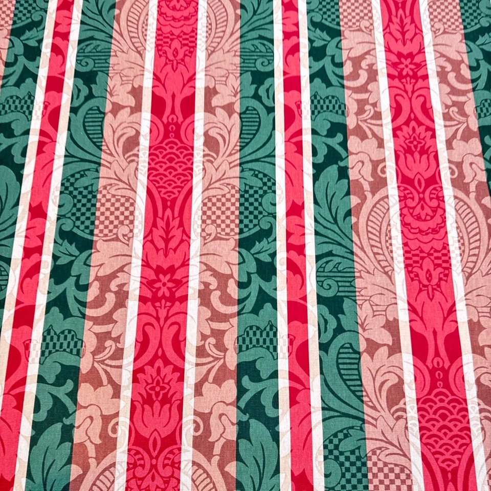 vtg fabricut upholstery fabric stanley king stripes red green damask 12 yards - Image 4 of 4