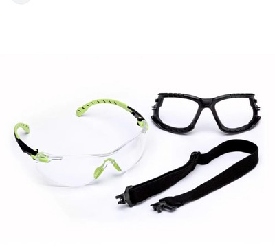 3M Safety Glasses Green Frame Clear Anti-Fog Lens ANSI Z87 2x10