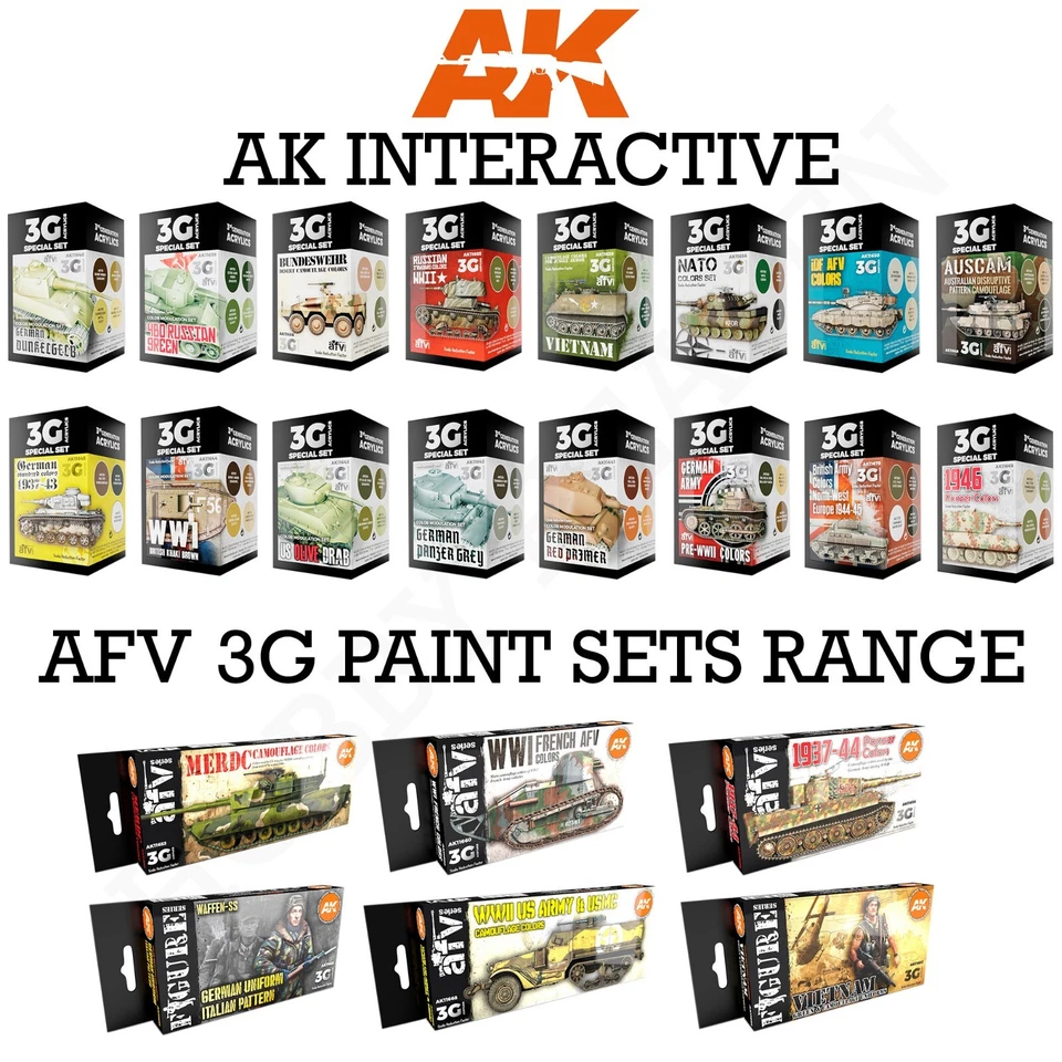 AK Interactive AFV 3g Acrylfarbe Sets Full Range kombiniert schneller Versand