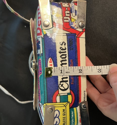 Vtg 1980s Bubble Gum Wrapper Colorful Cross Body Purse Garbage Pail Kids Like - Picture 14 of 14