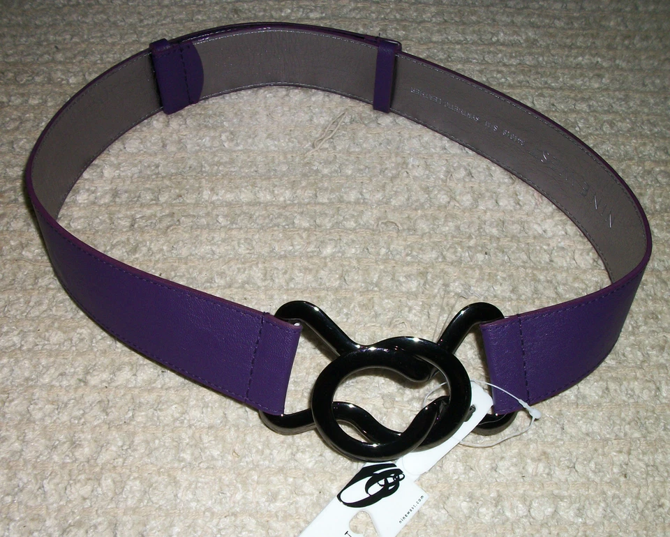 Cinto de couro sintético feminino Nine West cinza roxo fivela intertravada $34 - Imagem 4 de 4