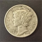 1941 Mercury Dime 10C Silver .900 Fineness Circulated Uncertified
