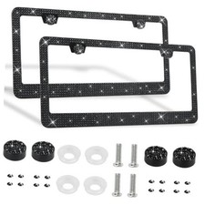 2 Pack Bling License Plate Frames Premium Sparkly License Plate Frame for Black