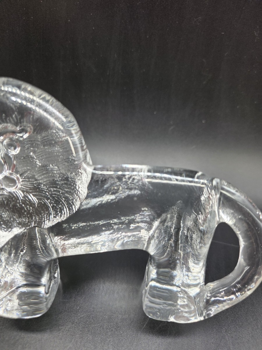 Bertil Vallien for Kosta Boda Art Glass Lion Figurine Flat Back