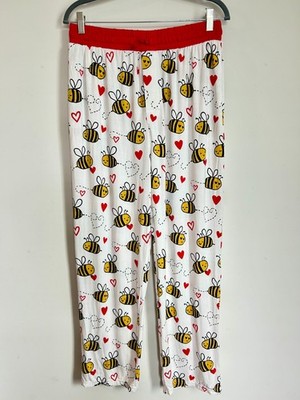 Little Sleepies Men's Large Bee Mine Sleep Lounge Pajama PJ Pants Bamboo Hearts