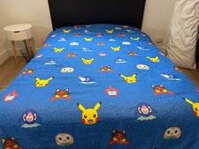 Pokemon Twin Flat Sheet Blue Pikachu Rowlet Litten Popplio Kids Bedding
