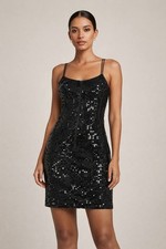 Alice + Olivia Black Sequin Mini Dress Size 12 New With Tags Stacey Bendet