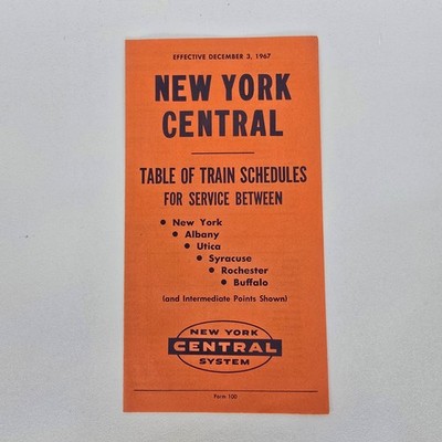 1967 New York Central Railway Fahrplan Zugfahrpläne Albany Utica Syracuse