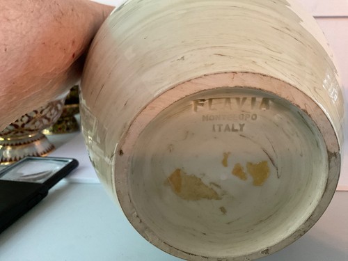 Flavia Montelupo Vase modern 8,25" creme Wirbel Keramik - Bild 4 von 4