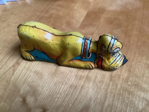1939 MARX WALT DISNEY PRODUCTIONS PLUTO METAL WIND UP DOG TOY ~WORKS~