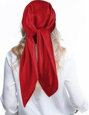 35" Large Square Satin Head Scarf, Silk Shiny Solid Color Scarves, Sleeping Wrap