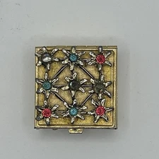 Vintage jeweled pill box/trinket box w/divider