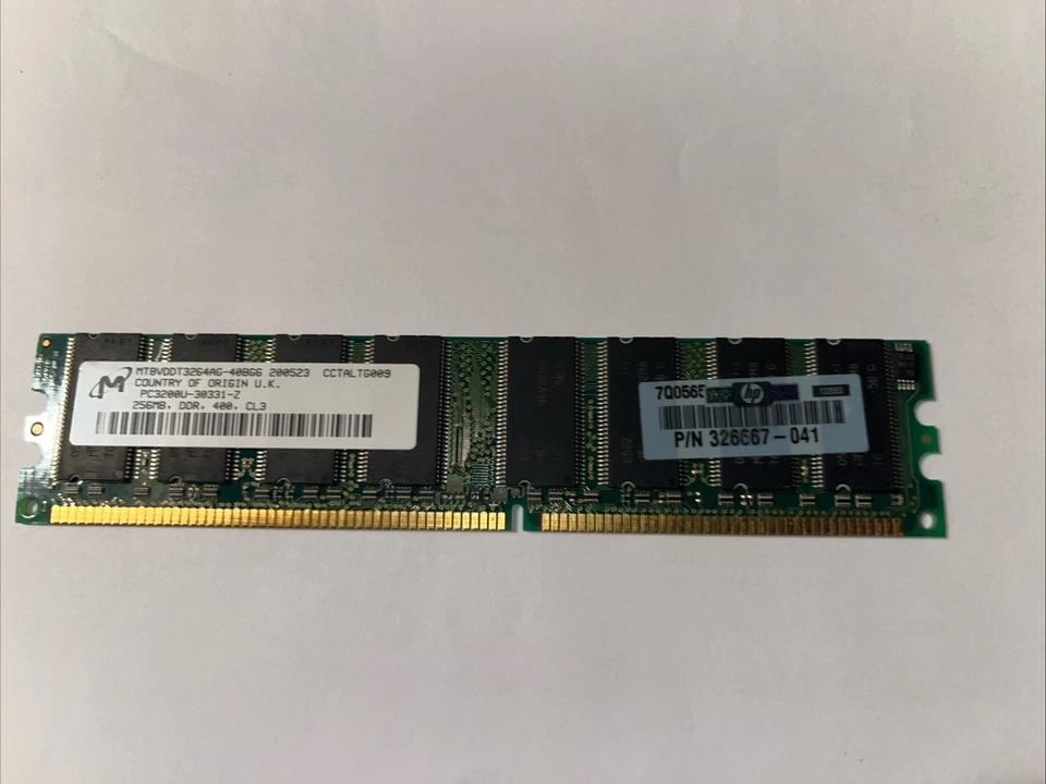 256MB Memory HP #326667-041 PC3200 DDR 400 SDRAM CL3 Dimm Ram Hewlitt Packard - Image 2 of 3