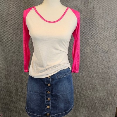 WallFlower Womens Button Front Denim Mini Skirt Medium Wash Blue WFS11340 Size 9